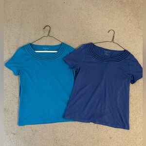 2 Talbots Petite Medium rick rack cotton tees.